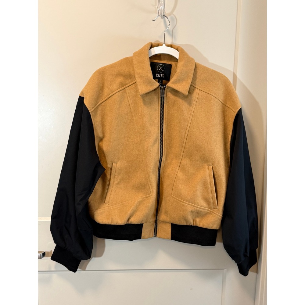 CUTS Yellow and Black Colorblock Zip Up Jacket Size S